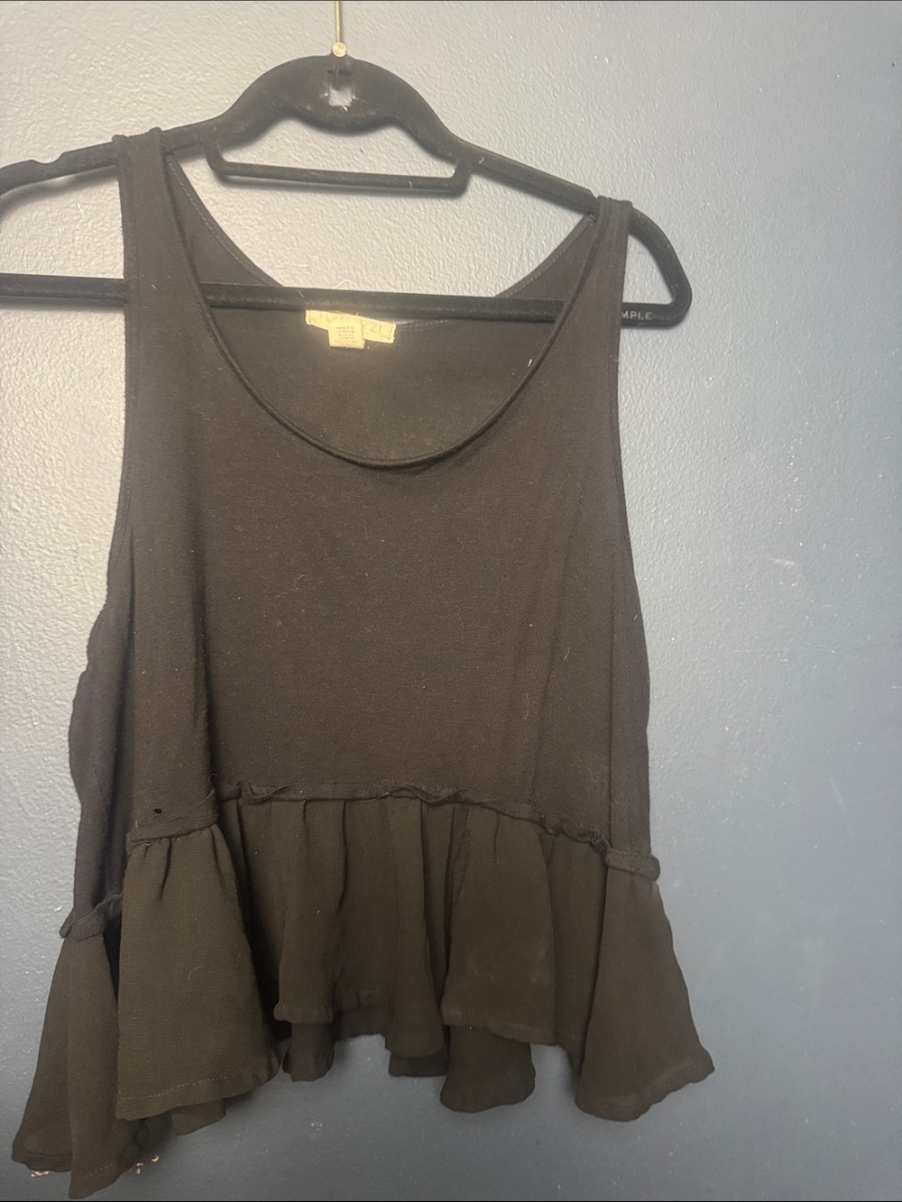 Forever 21 Black Ruffle Hem Tank